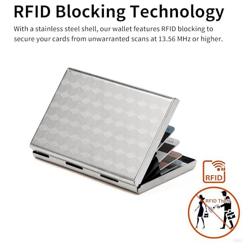 Image of Slim Credit Card Holder RFID Blocking Credit Card Stainless Steel Metal Wallet Business Card Cases with 6 Slots Men for Women