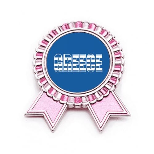 Broche drapeau Grèce rose idée cadeau original Art déco métal taille M
