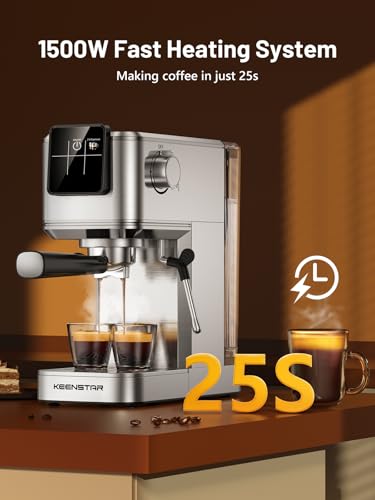 Image of KEENSTAR 20Bar Espresso Machine with Rapid Cold Brew, Hot & Iced Coffee Machine, Espresso Maker with Milk Frother Steam Wand, Touch Screen with 40oz Water Tank for Latte, Cappuccino, Gift