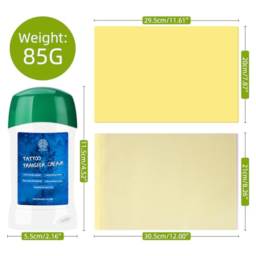 ATOMUS Tattoo Transfer Gel Paste Kit 60g Cream 5pcs Upgraded Transfer Paper and 3mm Practice Skin Tattoo Supplies Accessories - Image 2