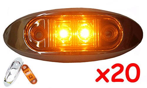 Set of 20 AutoSmart 2 KL-15114AE Amber Oval LED Clearance/Side Marker Light with Chrome Bezel for TRUCK TRAILER Set of 20 AutoSmart 2" KL-15114AE Amber Oval LED Clearance/Side Marker Light with Chrome Bezel for TRUCK TRAILER