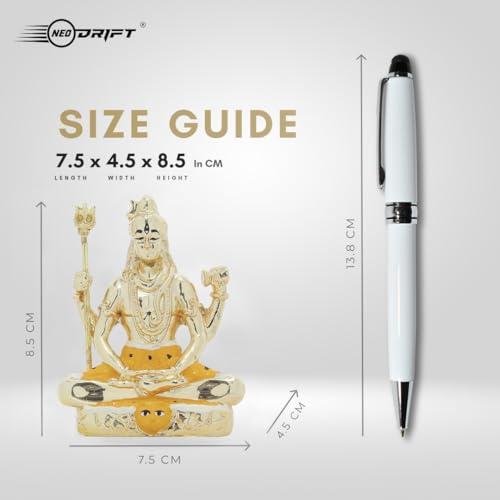 Image of Neodrift Lord Shiva Idol for Car Dashboard (Real 24kt & 999 Silver Plated, Dual-Tone Gold & Silver) (Model ND14) - Enhance Your Drive