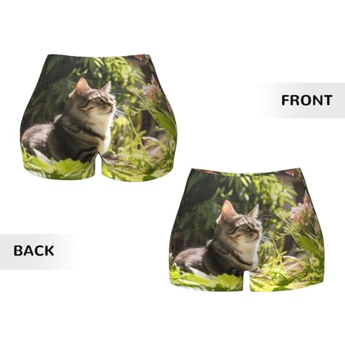 Elegant Cat Pattern Sports Shorts, high Elastic Slim Fitness Pants, Suitable for Yoga/Leisure/Daily wear3