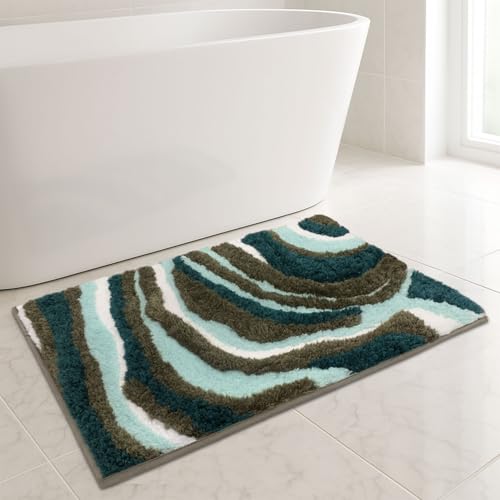 Image of Luxe Home Super Soft Canada MultiWaves Bath Mat Non-Slip Machine Washable Bathroom Mat for Home, Bedroom and Living Room (40x60 cm) - Pack of 1