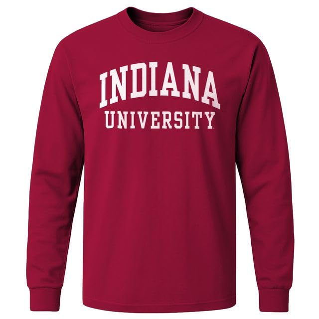 Barnesmith Mens Classic - Cotton Long Sleeve T-Shirt with Classic Logo Indiana Hoosiers - Cardinal