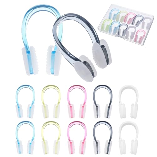 Hpmjz 10PCS Nose Clip Bright Colors Swim Nose Plug Waterproof Swimming Noseclip Silicone Gel Swim Noses Plugs Diving Swimming Water Sports Must Haves for Adults Kids Children Aged 7+