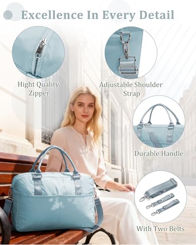 Image of Gym Bag for Women,Travel Duffle Bag for Travel with Wet Pocket Weekender Overnight Carry On Tote Bag Luggage Bag with Trolley Sleeve Personal Item Travel Bag Hospital Diaper Bag Blue