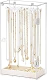 Soporte para Collar de Acrílico：Organizador de Collares-Joyero Organizador Giratorio con 24 Ganchos-Joyero Giratorio...