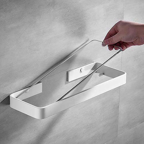 Étagère de rangement en verre clair avec support blanc pour fixer sans encombre