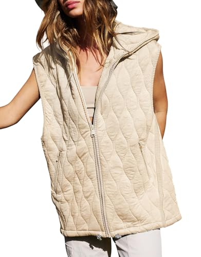 Kedera Women's Oversized Puffer Vests Sleeveless Fall Jacket Hooded Vest 2024 Casual Warm Winter Coats Trendy Outerwear