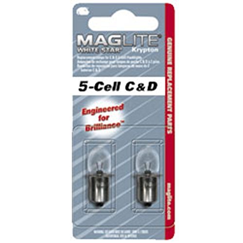 MAGLITE LWSA501 Replacement Lamp for 5-C Cell/D-Cell Flashlight (White Star Krypton)