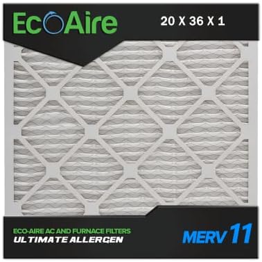 Eco-Aire 20x36x1 MERV 11, Pleated Air Filter, 20x36x1, Box of 6, Made in The USA
