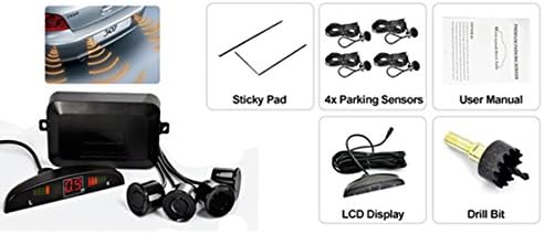 EKYLIN Car Auto Vehicle Reverse Backup Radar System with 4 Parking Sensors Distance Detection + LED Distance Display + Sound Warning (Silver Color)… — view 2