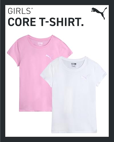 Image of PUMA Girls T Shirts - 2 Pack Short Sleeve Logo Graphic Tees - Casual Everyday Athletic Shirts for Girls (Sizes: S-XL)