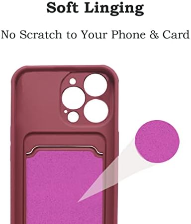 Unov Case Compatible with iPhone 13 Pro Case with Card Holder Slot Slim Protective Soft Silicone Bumper 6.1 Inch (Wine Red)