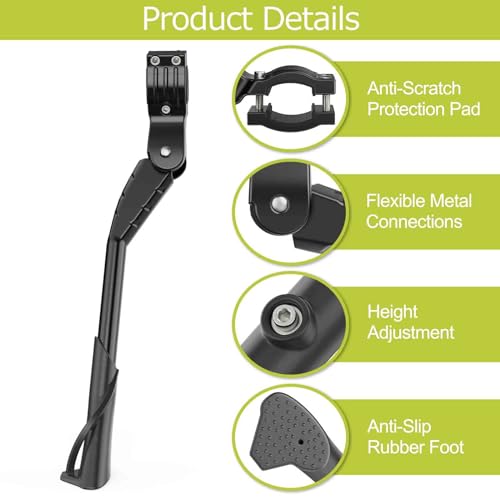 Cyfie Side Bike Kickstand for 24 26 27 27.5 28 29 Inch Wheel Rear Bicycle Adjustable Aluminum Alloy Mountain Bike Kickstands for 24-29 Inch Adult Road Bike Kick Stands