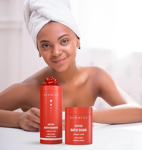 Natural Detox Fizzing Bubble Bath Bombs Apple Cider Ginger & Lemon Essential Oils Cleanse Hydrate Skin Extra Large USA Made Relaxing Bath Bomb Spa Gift Set for Women Organic Bath Bombs for Women & Men - Image 5