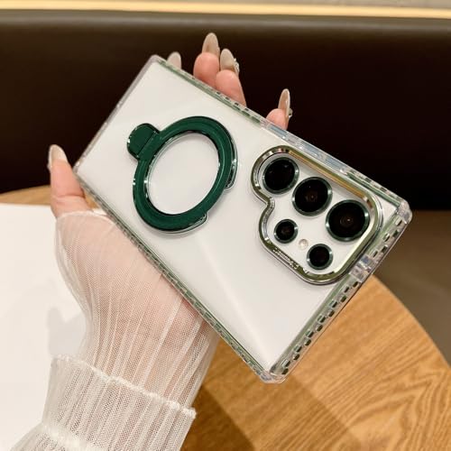 Coque de protection premium transparente pour Samsung S25 Ultra avec béquille magnétique discrète