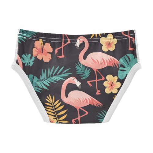 KLL Pink Flamingos on Black Background Little Boys Cotton Athletic Underwear Cute Children Undies2