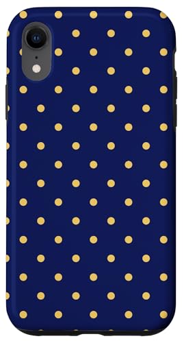 Elegant Polka Dots Navy Blue and Yellow Dots X}zP[X iPhone XR p