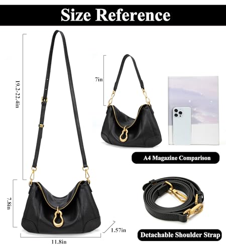 Image of Small Hobo Shoulder Bag for Women, Retro Metal Pendant Satchel Purse