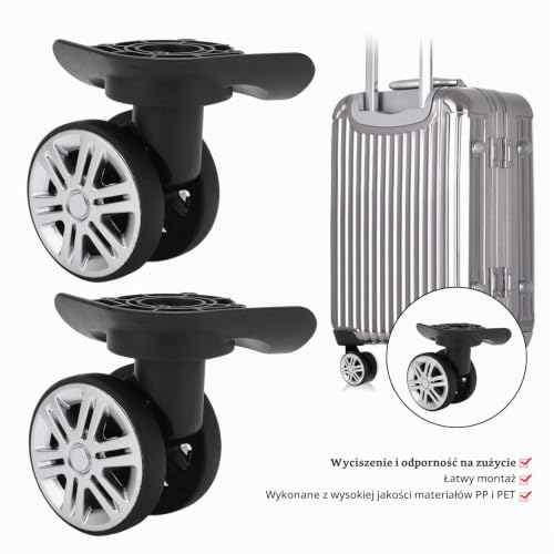 Zestaw wymiennych kółek do walizki, obracane o 360°, ciche, para lewa-prawa