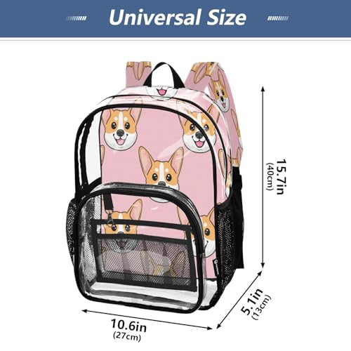 Cute Dog Clear Backpack - Stadium Approved Large 15.7-inch Waterproof Transparent Bag for Sports, Concerts, Work, Travel#274