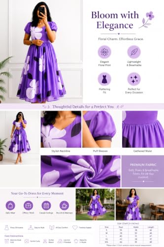 Image of Georgette Maxi Dress for Women & Girls Stylish Long Midi Dress for Casual Party & Fashion Look