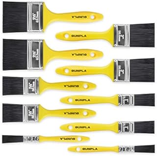 Gunpla 10 Pieces Paint Brushes Set Professional Polyester Bristles Painting Brush, Comfortable Plastic Handle Fences Furniture Wall Door Household Varnishing Clean Decorating Painting Brushes Kit