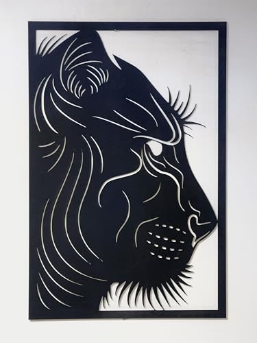 Portrait Chat Boutdebois tableau décoration murale en bois noir 59x39cm