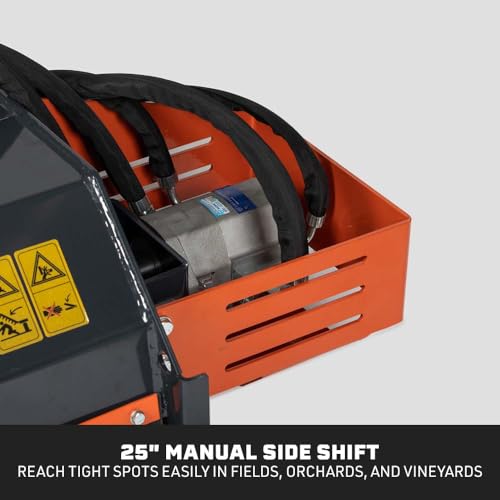 Titan Attachments Mini Skid Steer Hydraulic Flail Mower, 25\" Manual Side Shift, Mulches up to 3\" Material, Bolt-On Y-Knife Blades, Fits Toro Dingo, Ditch Witch & Vermeer - Thumbnail 4
