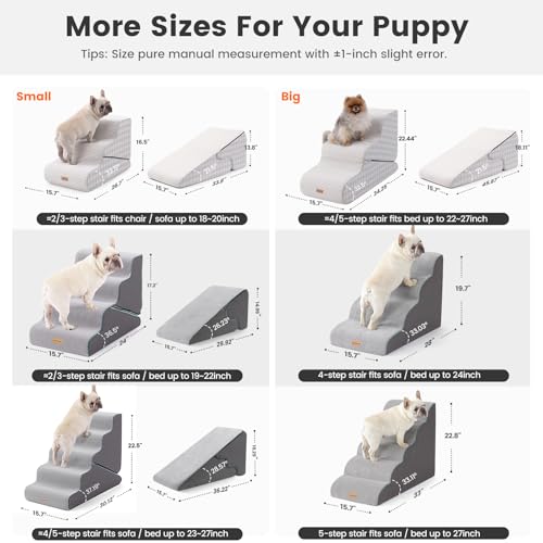 Image of Gardner Pet Dog Stairs for Small Dogs 22.4 inch H, Large 2 in 1 Transformable 3-Step Pet Stairs and ramp, Dog Steps for High Bed (22-27 inch) with Non-Slip Waterproof Cover CertiPUR-US Certified Foam,Checked