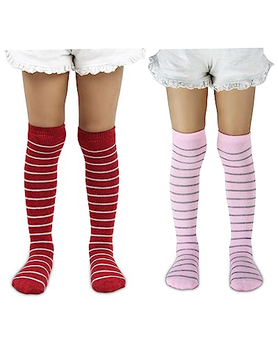 Image of Neska Moda Baby Boys & Girls Cotton Pack of 2 Pair Knee High Socks /Long Socks /Stockings (1-2 Years /2-3 Years /3-4 Years /4-6 Years)-SK1096andSK1100