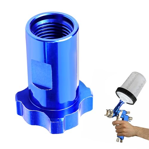 Image of Hovom Car Spray Gun Cup Adapter, 16mm Thread 1.5mm Pitch Master Elite Paint System MPS Female Adapter, Spray Gun Paint Cup Adapter Fits PRO-33, PRO-44, PRO-88 HVLP Spray Guns (Blue+Internal Thread)