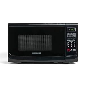 Farberware Countertop Microwave 700 Watts, 0.7 Cu. Ft. – Microwave Oven With LED Lighting and Child Lock – Perfect for Apartments and Dorms – Easy Clean Grey Interior, Retro Black