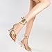 Mostrin Gold Strappy Heels for Women Lace Up Heels Tie Up Stiletto Heeled Sandals Square Open Toe High Heels for Prom, Party and Weddings Size 6