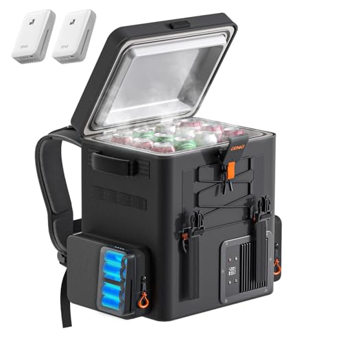 Image of LiTHELi Frozen Pack 12V Car Refrigerator & Portable Electric Cooler, 20L/21QT with 2 U20 Batteries, -4~68℉ Travel Fridge Freezer for Camping, Road Trips, RV, Boat & Beach (Backpack Design)