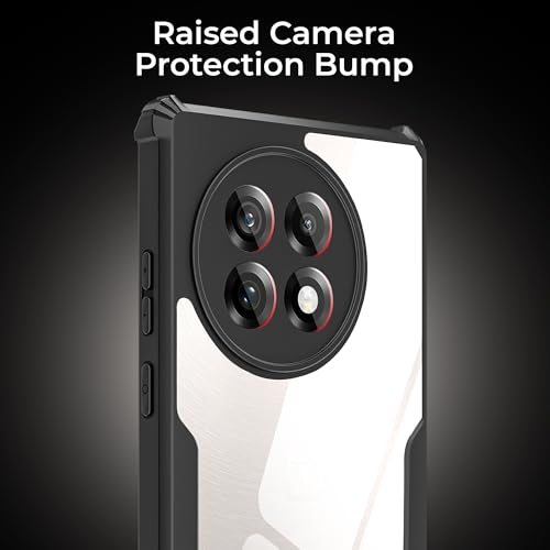 Image of A rtistque Clear Hard Transparent Acrylic Armor Anti-Drop Shockproof TPU Edge Back Cover Case for OnePlus 13R 5G - Black