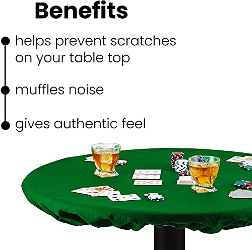 Felt 72 Inch Round Tablecloth Card Table Game Elastic Fitted Green - Thumbnail 2