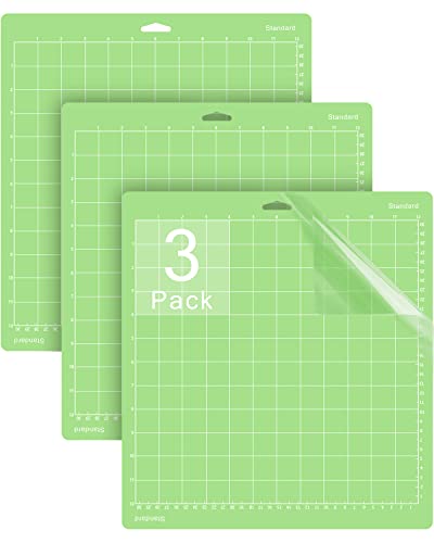 Gwybkq Cutting Mat 12x12 Inch 3 Mats, Compatible With Cricut Explore Air 2/Maker/Maker 3 Adhesive Sticky Standard Green Grip Cutting Mats Replacement Accessories for Crafts