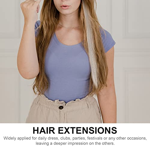 Beaupretty 6 Pcs Extensões de Cabelo Clipe Em: Clipe Reto Em Destaques Extensões de Cabelo Pedaços d
