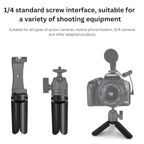Image of GetZget Mini Tripod Desktop Stand Stabilizer Holder Compatible with DJI OSMO Pocket 3 / Pocket 2, DJI Action 6 /5 / 4 /3, Insta360 X2 / X3 / X4 / X5, Gopro Camera 1 /4Th Screw Mount Accessories