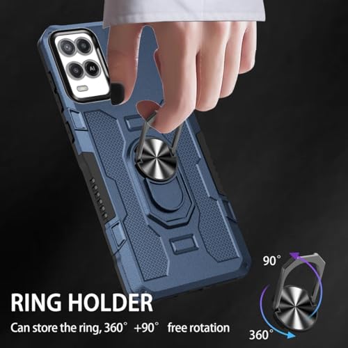 Coque Oppo A54 4G antichoc militaire bleu avec anneau support - 7