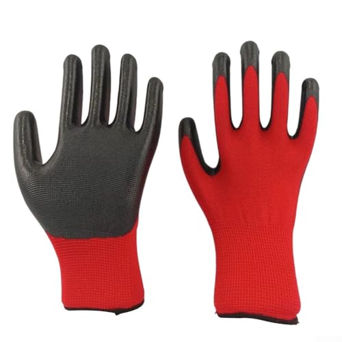 Guantes de nitrilo recubiertos de nitrilo para uso industrial en jardinería y construcción con características antideslizantes (rojo)