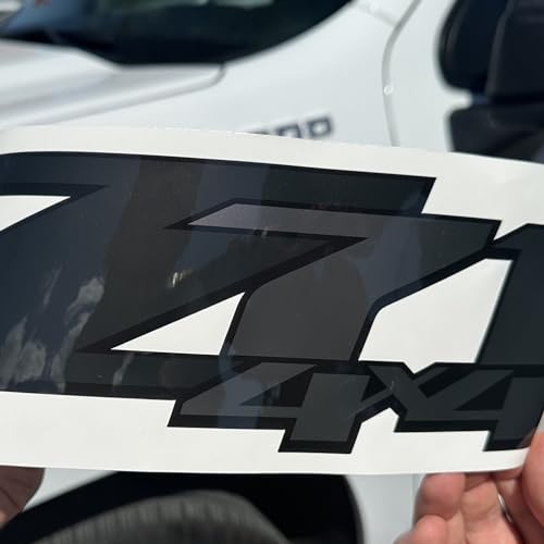 Image of GOLD HOOK Z71 4x4 Decals Compatible with Chevy Silverado GMC Sierra - F (2007-2013) Bed Side 1500 2500 HD, Set of 2, Premium Series (Charcoal Metallic Finish)