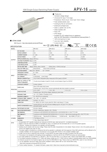 Alimentation à découpage APV-16-12 15W pour ruban et module LED - 3