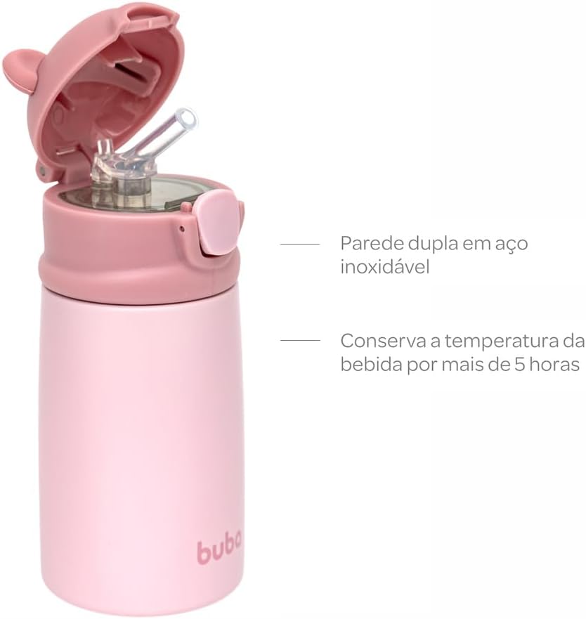 Buba, Copo Térmico Parede Dupla Ursinho Rosa