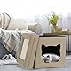 Relaxdays Katzenhöhle Indoor, Schlafplatz für Samtpfoten, Katzenbox 2 Etagen, faltbar, HBT: 44 x 40 x 40 cm, braun/weiß