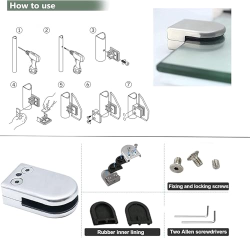 Clips de cristal de acero ajustables para proteger balcones y piscinas 6