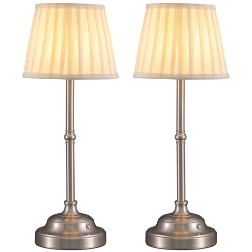 KDG Cordless LED Table Lamp Set of 2, Portables Fabric